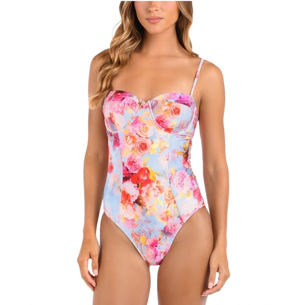 L'AGENCE Amie Soft Cloud Underwire One Piece Swimsuit Floral Multi XL NWT